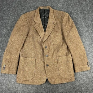 Vintage L.L Bean Blazer Mens 40r Brown Tweed Sport Coat Thinsulate Herrringbone - Picture 1 of 11