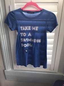 Wildfox Blue Size XS Tshirt TAKE ME TO A SWIMMING POOL - Picture 1 of 3