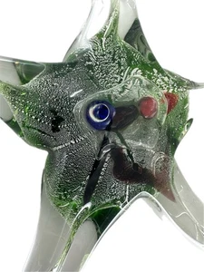 Vintage Murano Stil Kunst Glas Seestern Figur grün klar Bullicante Blasen  - Bild 1 von 12