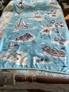 Vera Bradley Plüsch Fleece Überwurf 50 x 78 Zoll Decke weich hellblau Strand Küste - Bild 1 von 8