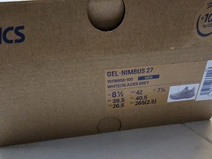 Talla 8.5 - ASICS Gel-Nimbus 27 BLANCO/GRIS GLACIAR - Imagen 1 de 7