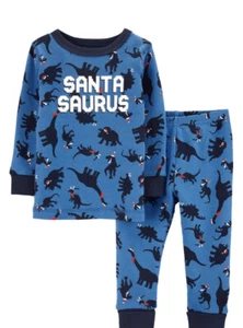 Oshkosh Baby Boys Size 9 Months SANTA SAURUS Snug Fit Cotton PJ’s New with Tags - Picture 1 of 2