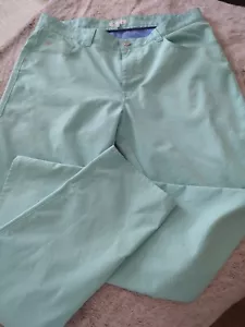 Peter Millar Performance Golf Pants Blue/Green Size 36/31.25 Flat Front Read - Picture 1 of 12