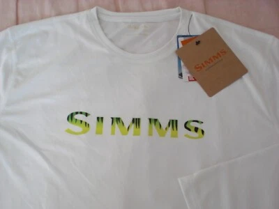 Simms Fishing L/S Tech Shirt Sun Top Tee, NWT - Men’s L + XL - White, UPF 30+ - Image 1 of 4