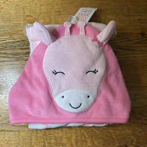 Carters Just One You Baby Girls Giraffe 2 PC Pink Towel Set Hooded New