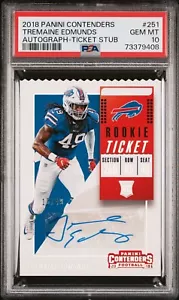 2018 Contenders Ticket Stub Auto Rc Tremaine Edmunds /49 PSA 10 Pop 4 Variation - Bild 1 von 2