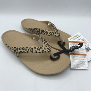 NEW Crocs Kadee II Leopard Print Flip Flop Sandals Cheetah 206398 Women Size 6