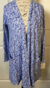 Lularoe Caroline Strickjacke Pullover XS extra klein blau weiß Druck neu mit Etikett - Bild 1 von 2