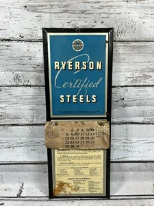 Vintage Ryerson Certified Steel RARE 1951 Metal Calendar Advertising Hanging Sign - Bild 1 von 7