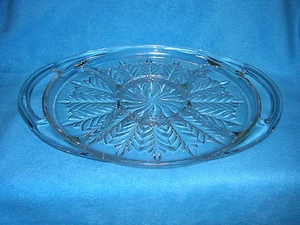 Glass Serving Dish VTG - Elongated Five Compartments with Clear and Gold Accents - Picture 1 of 3