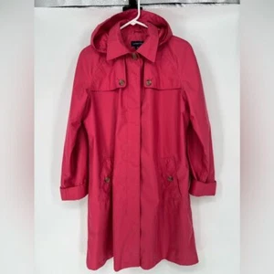 LANDS'S END HOODED TRENCH COAT PRETTY IN PINK! QUALITY MADE, LINED - Picture 1 of 10