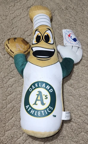 Vtg Oakland Athletics A's MLB Baseball Bat Plush Doll ~16" Licensed w/ TAG Cover