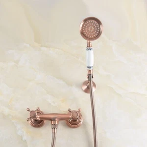 Antique Red Copper Wall Mount Bathroom Hand Held Shower Faucet Mixer Tap mtf254 - Picture 1 of 6