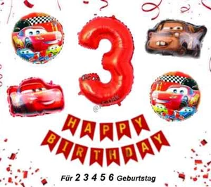 Cars McQueen Folienballon Auto Fahrzeug Ballons Zahl 2-6 Junge Geburtstag Party - Bild 1 von 11