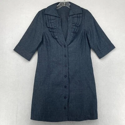 Vestido para mujer Rhapsody manga corta de mezclilla con botones talla mediana Foto 1 de 4