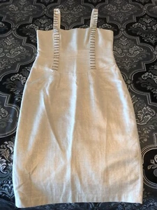 George Gross Linen Sequin Summer Dress Stunning NWoTags, Never Worn SZ 12 - Picture 1 of 15