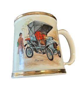 Tazza Gibson Fiat 1901 Staffordshire Inghilterra bordo oro bordi auto Taunton Vale vintage - Foto 1 di 10