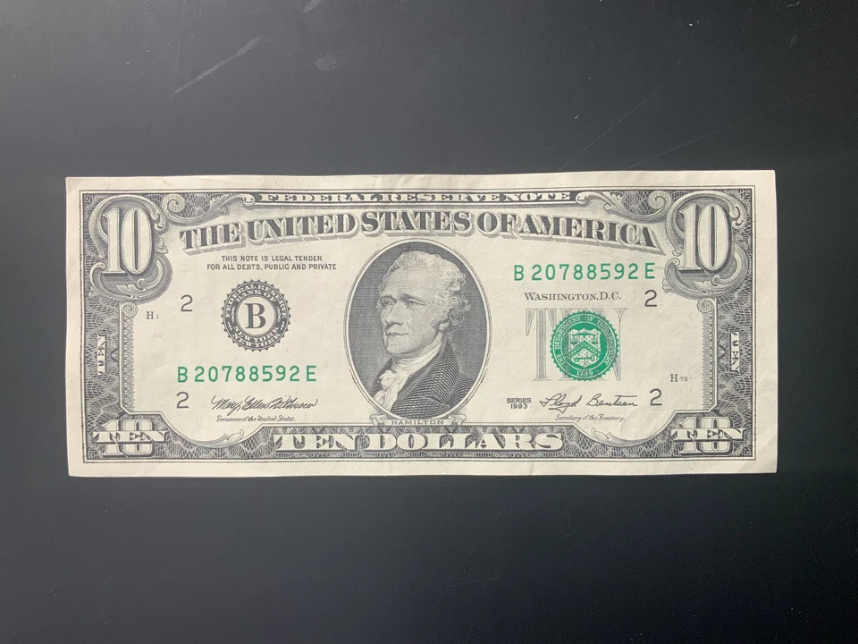 1993 $10 DOLLAR BILL B20788592E - Image 1 of 4