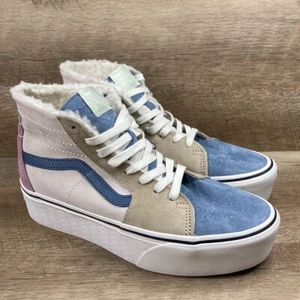 VANS Sk8 Hi Tapered Pig Suede/Sherpa Multi Color Shoes Platform Women's Sz 9 NEW - Picture 1 of 11