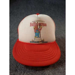 Vintage Buffalograss Trucker Snapback Mütze rot weiß Büffel, Tx Grafikdruck Ca - Bild 1 von 7