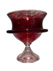 Decorative Glass Handmade Bowl On Pedestal Red and Clear Made at CMOG by GK