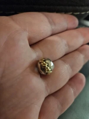 Authentic Pandora Saturn Flower Charm Sterling Silver & 14K Gold Retired Pandora - Image 1 of 4