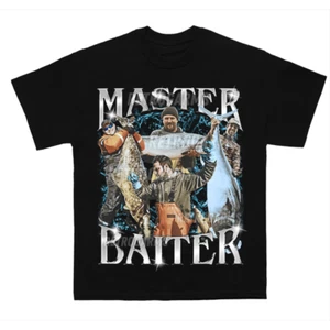 Master Baiter Funny Fishing Pun Graphic Tee Meme Shirt Streewear Fisherman Humor - Picture 1 of 5