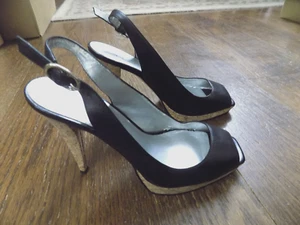 Jessica Simpson Slingback Peep Toe Cork Platform 4.5" Heels SEXY 7 ISSUE LINING - Picture 1 of 12