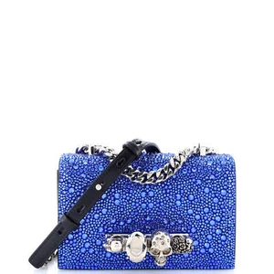 Alexander McQueen Jewelled Flap Satchel Crystal Embellished Studded Leather Mini - Picture 1 of 6