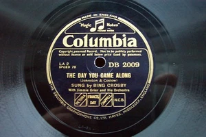 BING CROSBY 78 RPM THE DAY YOU CAME ALONG / LOVE, YOU FUNNY THING COLUMBIA 2099 - Picture 1 of 4