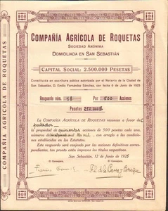 RARE => Compania Agricola de ROQUETAS (SAN SEBASTIAN ESPAGNE) (Q) - Picture 1 of 1