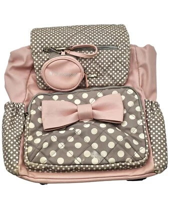 Betsey Johnson Baby Backpack Diaper Bag, Shoulder Bag Or Purse 16x14 Pink & Gray - Image 1 of 4