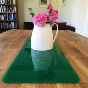 Dark Green Gloss Rectangular or Oval Acrylic Table Runners - Custom Sizes - Picture 1 of 6