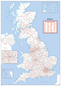 UK Postcode Map, Postcode Map of the United Kingdom, UK Postcodes - Picture 1 of 6