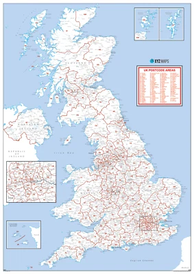 UK Postcode Map, Postcode Map of the United Kingdom, UK Postcodes - Image 1 of 4