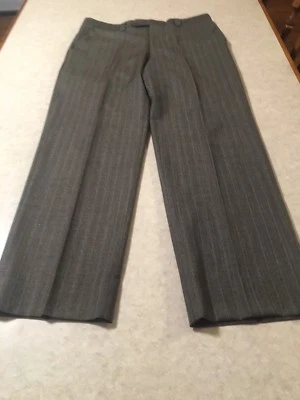 Pantalones de vestir Linea Naturale para hombre 34x31 frente plano caqui marrón 100 % lana Italia Foto 1 de 4