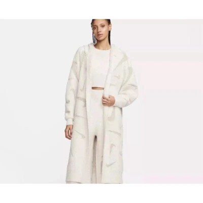 Nike Sportswear Size XL Phoenix Cozy Boucle White Long Knit Cardigan FD4282 105 - Image 1 of 3