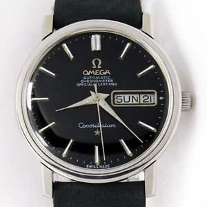 Vintage Omega Constellation Chronometer D/D Black Dial 35mm Serviced Watch 1968 - Picture 1 of 19
