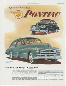1948 Pontiac DeLuxe Streamliner Sedan Coupe Body By Fisher Vtg Print Ad SP20 - Picture 1 of 1
