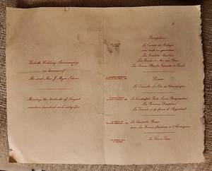 SCHINE 40TH ANNIVERSARY TABLE MENU WALDORF ASTORIA Approx 1961 HOTEL MAGNATES - Picture 1 of 13