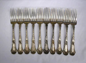 Gorham Lot Of 10 Sterling Silver Forks. Poppy pattern . 425.7 grams - Picture 1 of 12