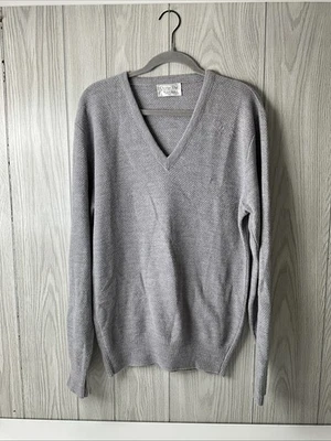 Suéter Para Hombre XL Christian Dior Cuello en V Gris Hecho en EE. UU. Tejido 100% Acrílico Orlon Foto 1 de 4