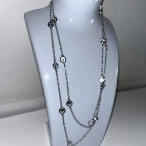 KENNETH JAY LANE Necklace Round CZ 17” Silver Chain Signature KJL Classic - Picture 1 of 6