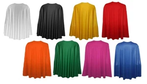 Adults 35" Length Plain Superhero Cape Fancy Dress Costume Accessory [8 Colours] - Picture 1 of 9