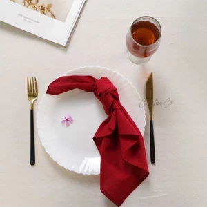 Handmade Cotton Red Napkin Set of 20 Pcs Wedding Napkin Table Decor,Bulk Napkin - Picture 1 of 9