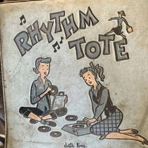 50s Vintage Blue Vinyl Date Line Rhythm Tote 45rpm Carrying Case - Bild 1 von 3
