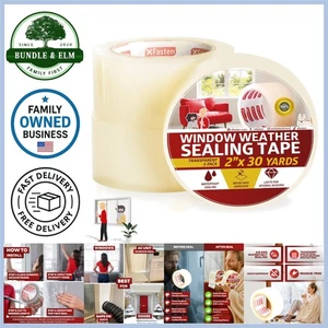 Weather Stripping Tape Plastic Clear 2x30yds 3-Pack Insulation Seal for Windo... - Picture 1 of 10