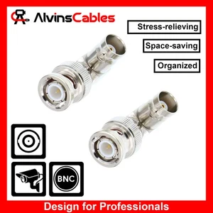 2x BNC Male Plug to RCA Coax Connector Adapter Converter for CCTV Camera SYNC - Picture 1 of 7