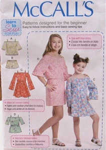 McCalls 7590 Girls 3-14 Learn to Sew COLD SHOULDER Dress Romper Top Pattern UNCT - Picture 1 of 2