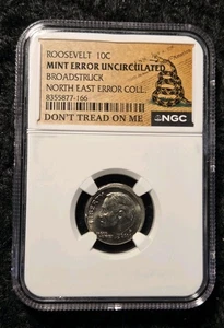 2005 P NGC Uncerculated Roosevelt Dime Mint Error Broadstruck Don't Tread On Me - Picture 1 of 4